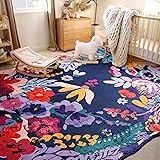 Estmy Boho Vintage Floral Area Rug 5x7 Washable