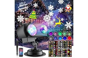 Matekxy Christmas Snowflake Projector Lights Outdoor, 2025 Upgraded Brighter 10 Ocean Wave & 80 Patterns Holiday Decorations 