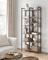 VASAGLE 6-Tier Bookshelf 30x40x187.5 cm Wheat Brown Ink Black LLS101B48 view 3