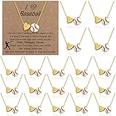 Liliaafar 20 Sets Basketball Softball Soccer Baseball Necklace Team Gifts for Women Bulk Pendant Jewelry Sport Necklace with Inspirational Card Dainty Gold Plated for Basketball 2026 Senior Night