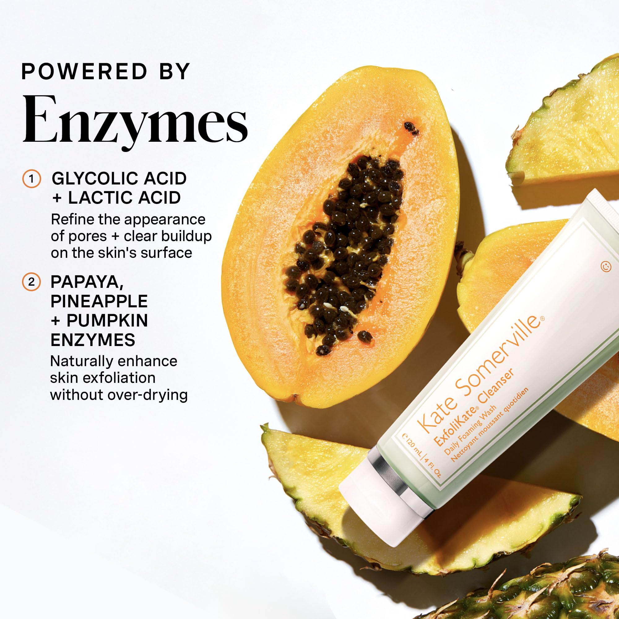 Kate Somerville ExfoliKate Cleanser – Daily Exfoliating Foaming Face Wash – Clinically Formulated Glycolic Acid and Lactic Acid Gentle Facial Scrub