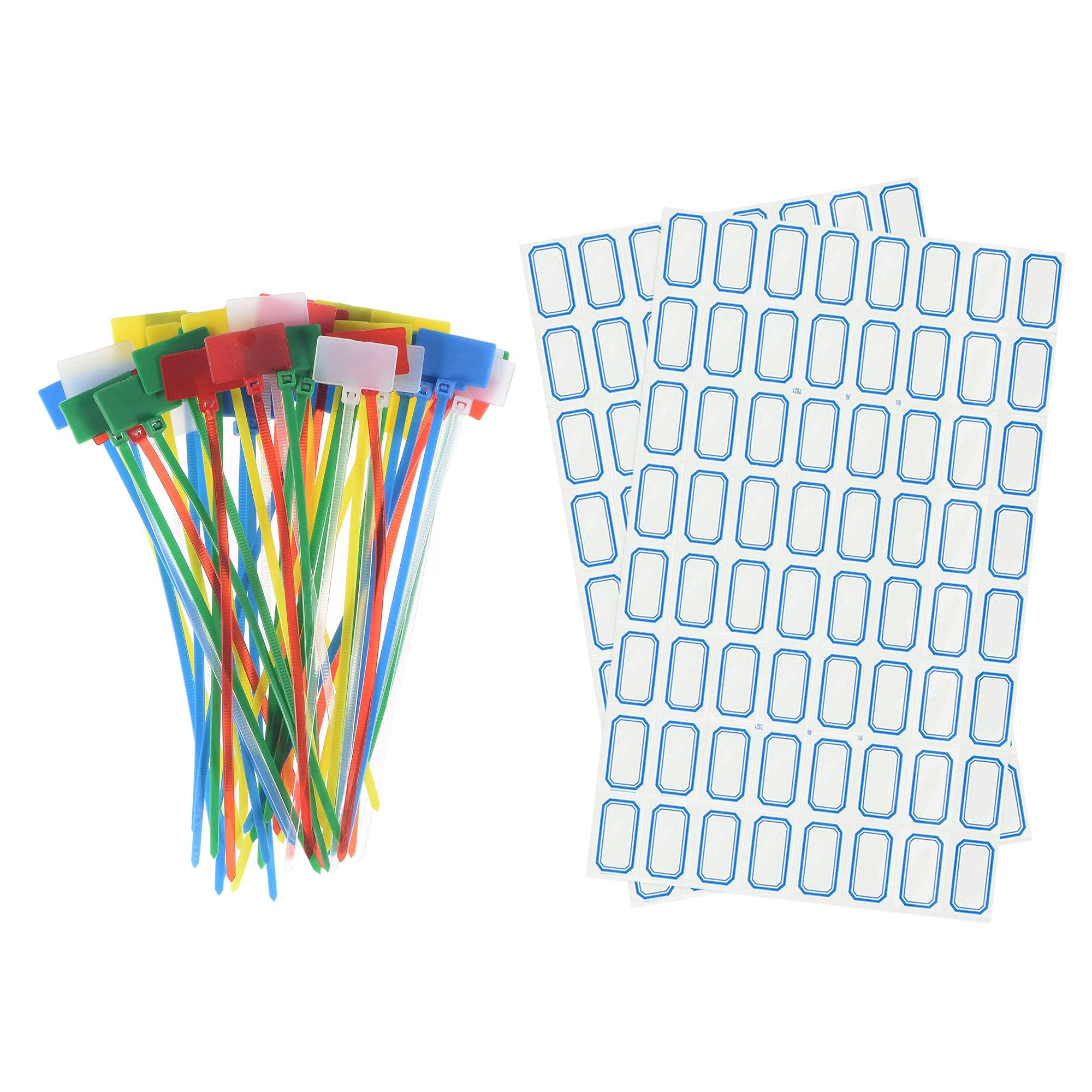 sourcing map 50pcs Nylon Cable Ties Tags Label Marker Self-Locking for Marking Organizing White/Red/Green/Blue/Yellow