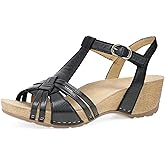 Dansko Tia Fisherman Wedge Sandal for Women - Contoured Footbed for All-Day Comfort and Support – Adjustable Hook & Loop Straps with Buckle Detail