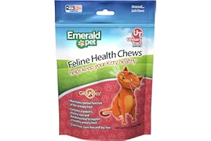 Emerald Pet Feline Health Chews UT Support — Natural Grain Free Urinary Tract Health Cat Chews — Cat Urinary Supplements with Cranberry, Chicory Root, and Dandelion Leaf Extract — Made in USA, 2.5 oz