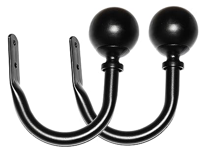 Deco Window Holdback/Curtain Tieback (2 pieces) Round Iron Black Matt