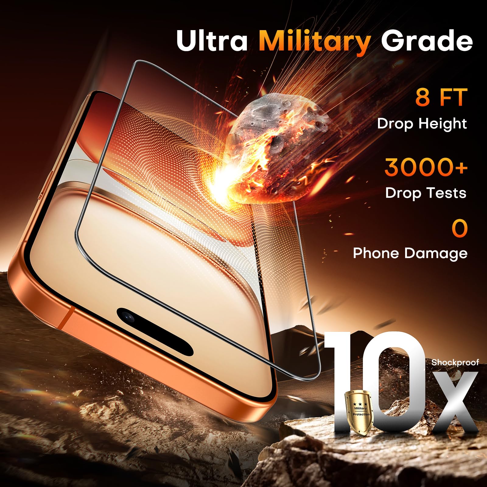 TOCOL 2 Pack Screen Protector for iPhone 17 6.3-Inch, Instant Installation, Tempered Glass HD Clear, Military Grade Shatterproof, Full Coverage Protection, Case Friendly