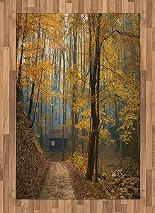 Alfombra de área de árbol de otoño por Lunarable, árboles de otoño con