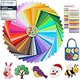 moinkerin 50Pcs Felt Fabric Sheets with Thread 10X10cm (4"x4") Crafting Felt 1mm Stiff Felt Colored Assorted Felt Squares Pol
