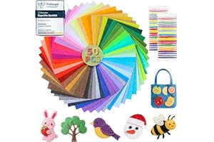 moinkerin 50Pcs Felt Fabric Sheets 10X10cm (4"x4") Stiff Felt Assorted Felt Squares 1mm Polyester Fabric for DIY Crafts Handw