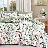 Green Comforter Set King Size Floral 7-Piece Bedding Set,Botanical Comforter Set with Pillowcases,Soft Microfiber Complete Bedding Sets for All Season