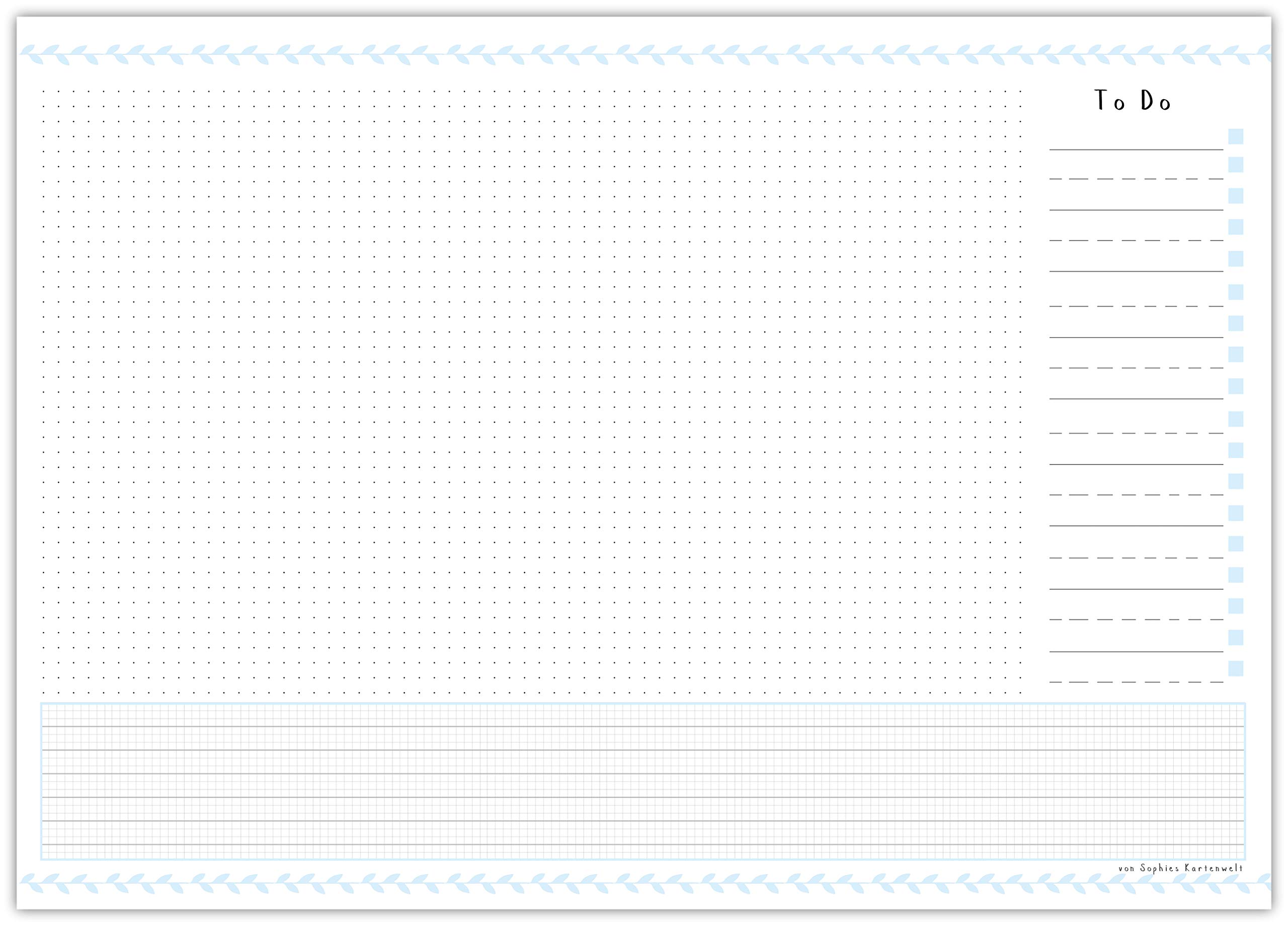 Desk Pad With Lots Of Space Made Of Paper For Tearing Off In Practical DIN A3 Format – Desk Pad With 25 Sheets – With Practical To Do List – By Sophies Kartenwelt
