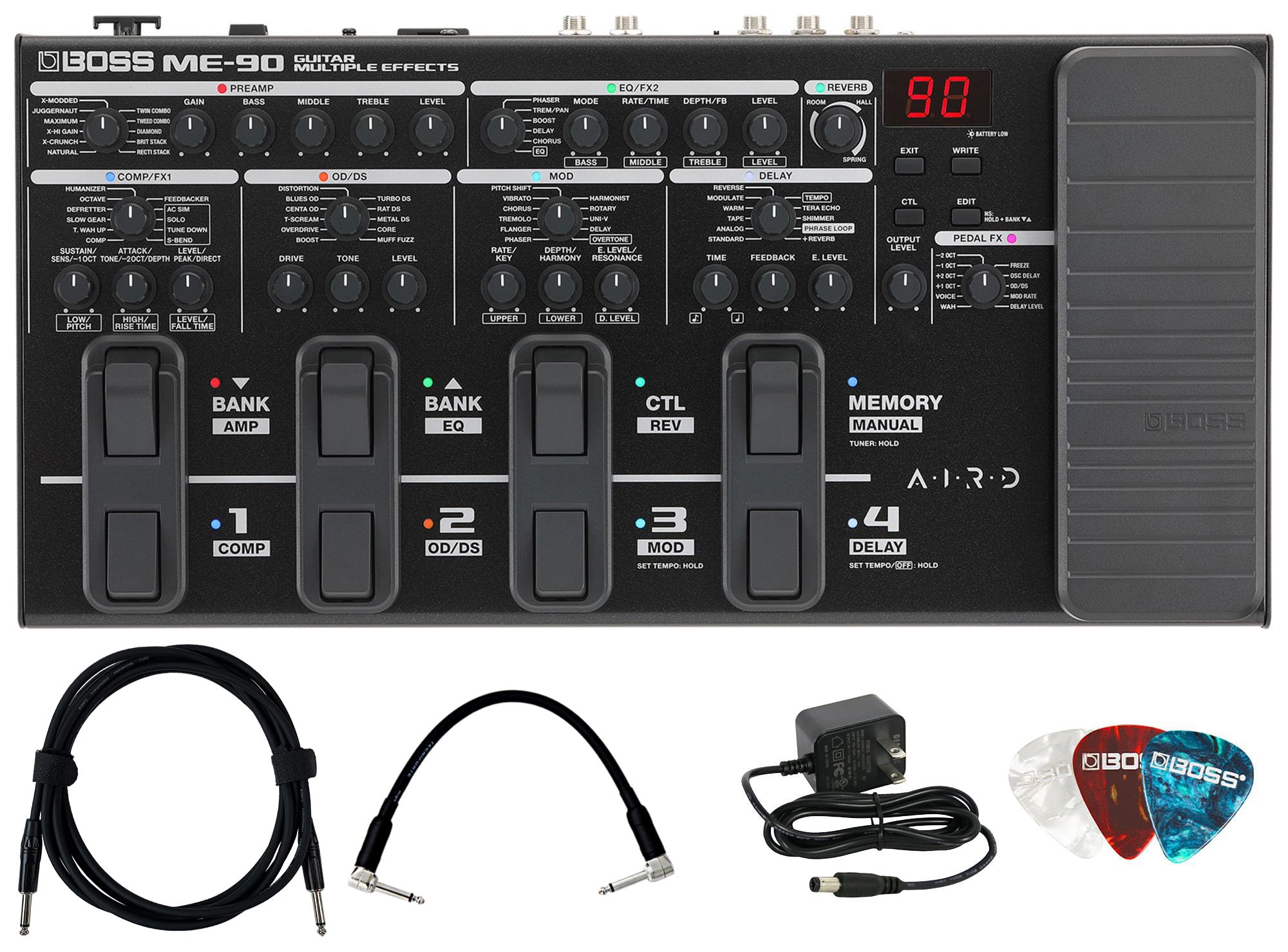 Boss ME-90 Guitar Multiple Effects Bundle with