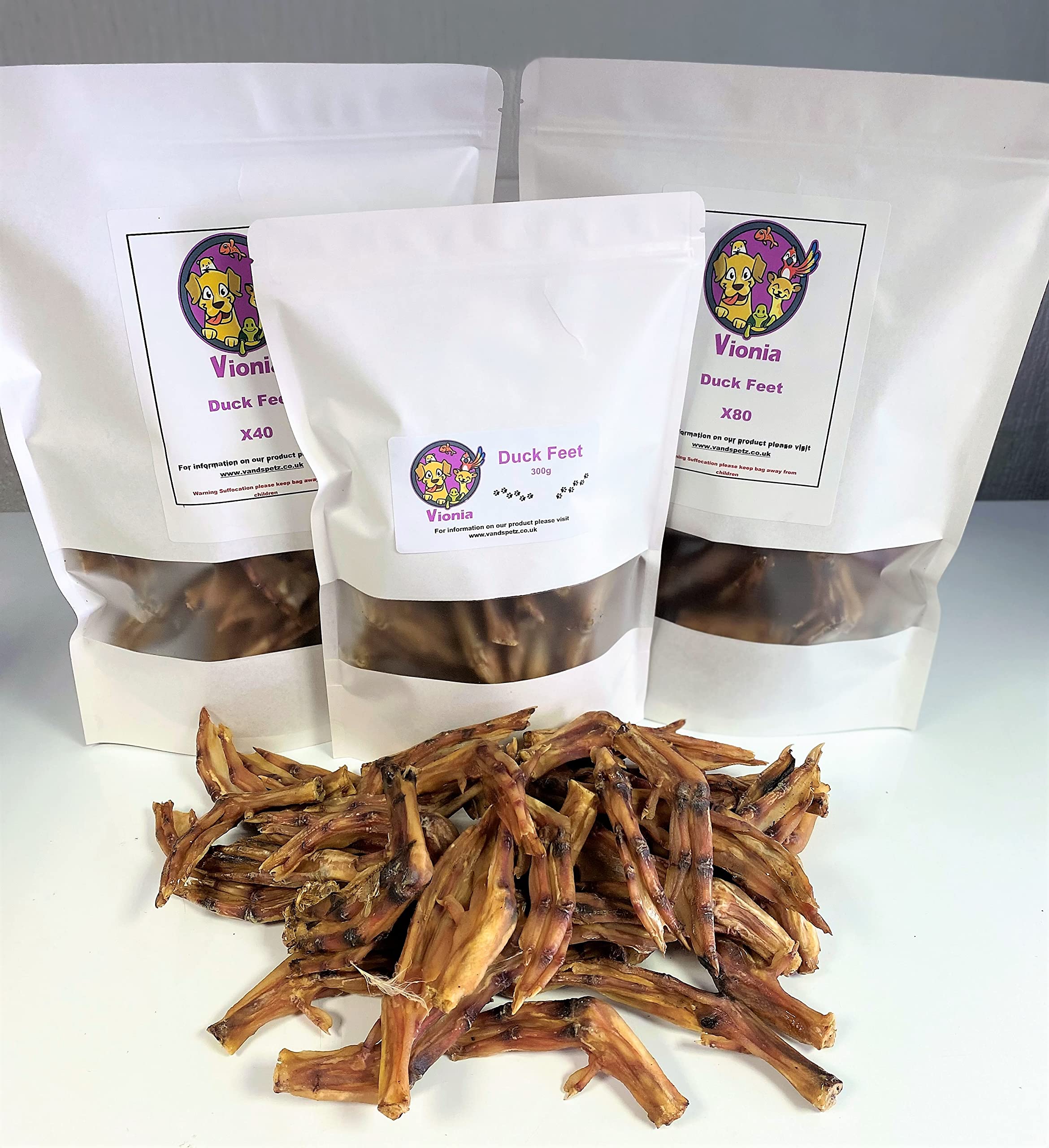 VIONIA® Duck Feet 300g | Air Dried Duck Feet | 100% Natural Dog Treats | Dried Duck Feet | Natural Treats | Duck Feet for Dogs