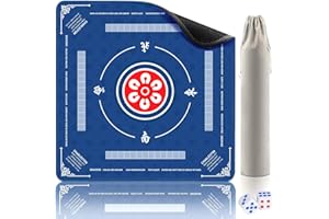 DYMMO Mahjong Mat 32.4x32.4 inch Waterproof Mahjong Table Cloth 3mm Thickened Non-Slip Noise Reduction Game Mat for Mahjong Board Games Domino Poker Card Games (Blue B)