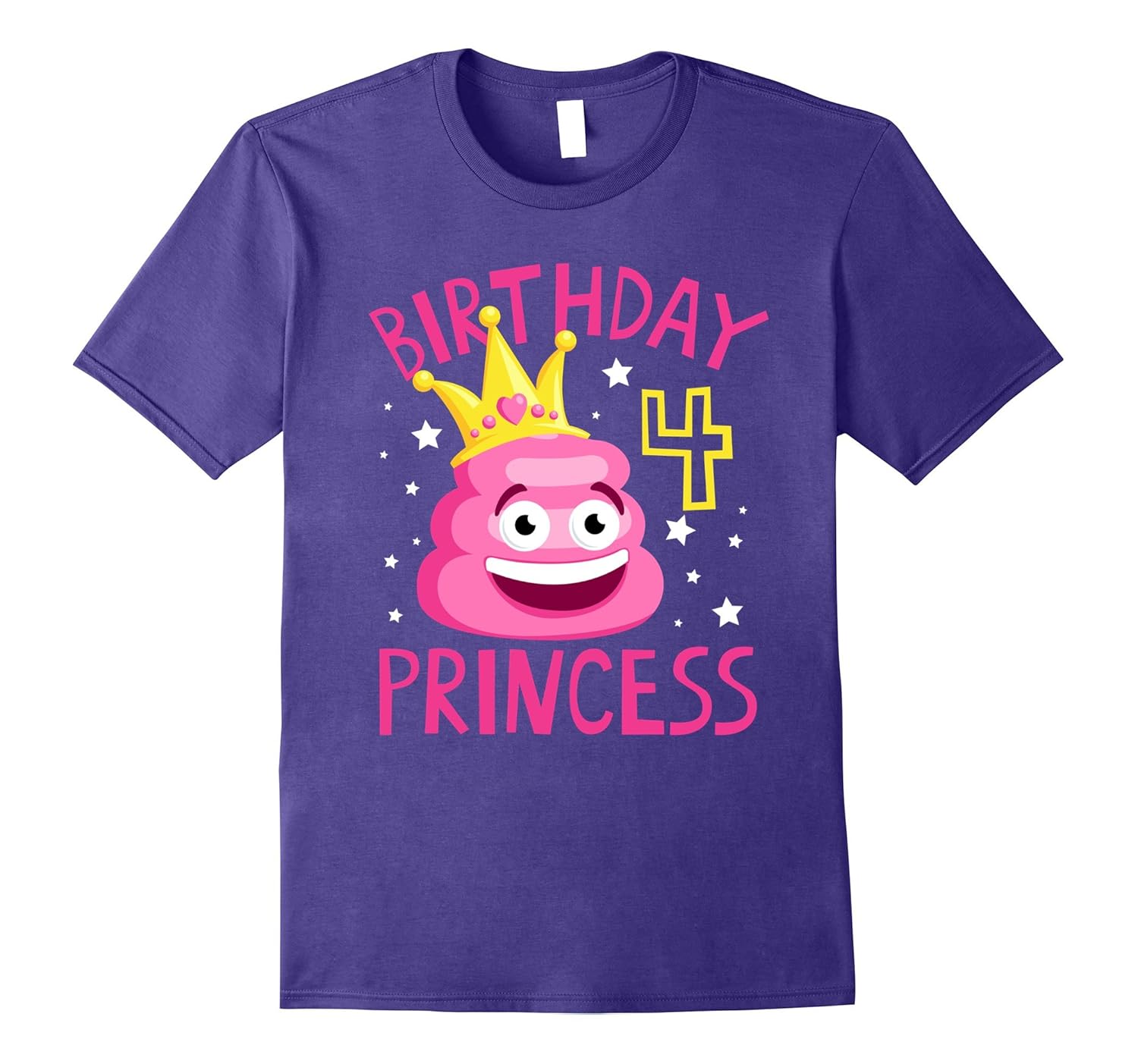 Birthday Poop Emoji Princess 4 Years Old T-shirt-Rose