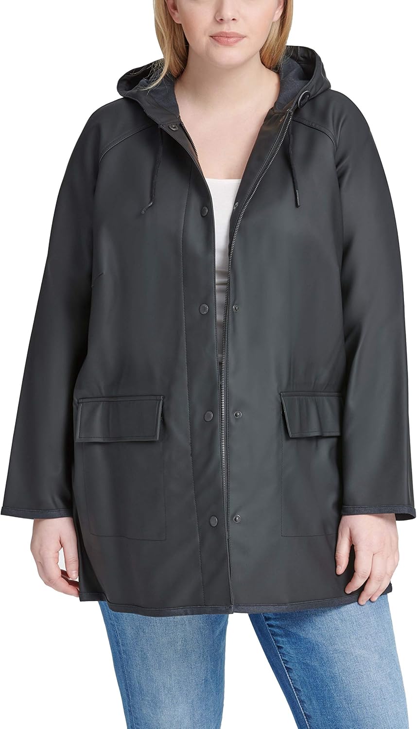 Levi's Women's Hooded Contrast Trim Rain Jacket (Standard