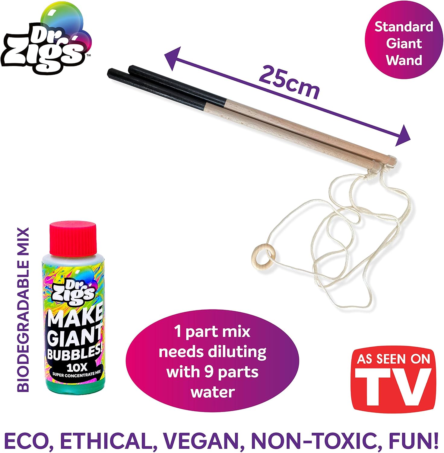 Giant Bubbles Kiddie Starter Kit Small For Kids by Dr Zigs for Outdoor Kids Fun, Large Bubble Wand with 1 Liter - Image 3