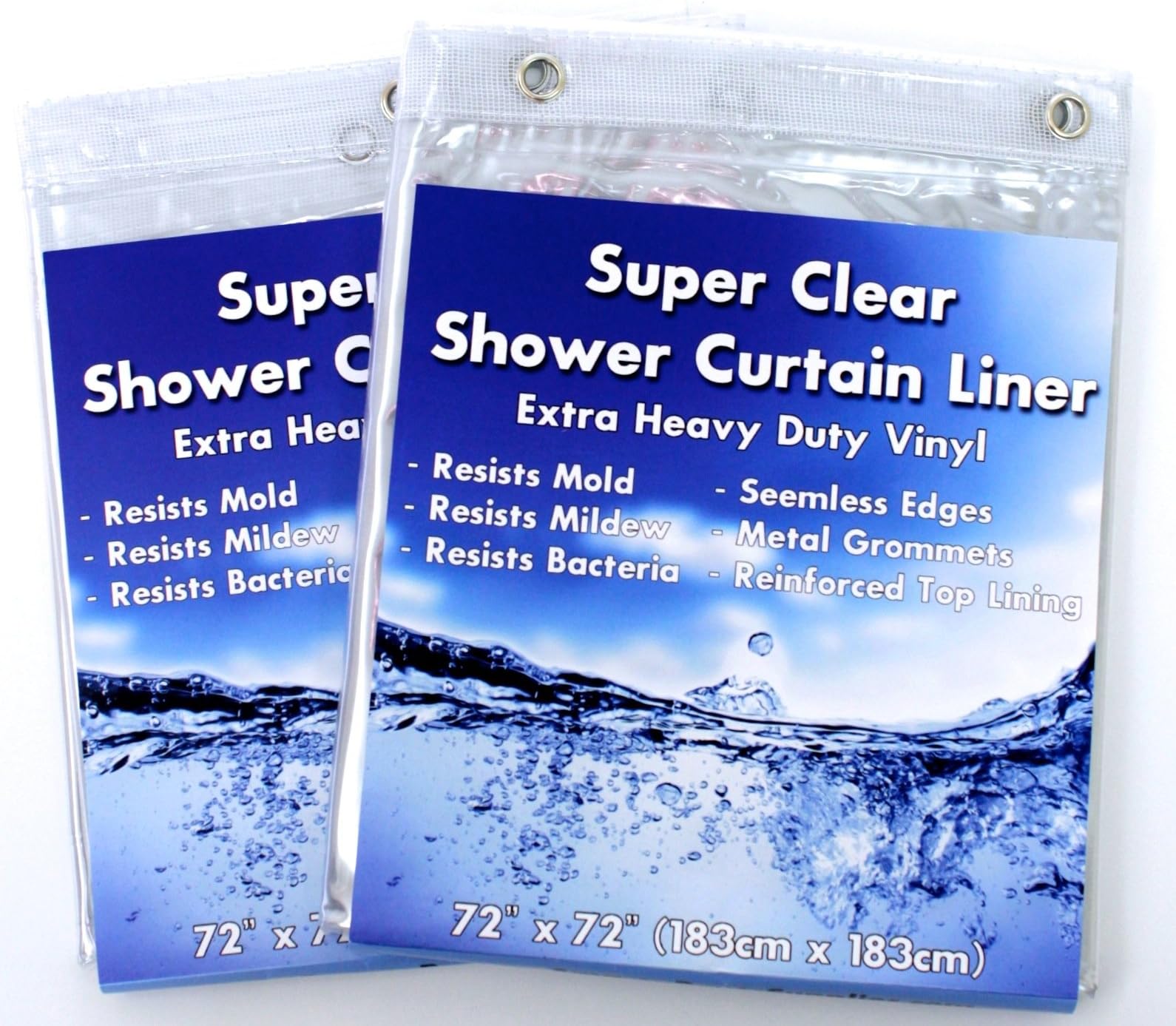 Shower Curtain Liner - Super Clear, Mildew Resistant, Odor Free, Anti-bacterial, Heavy Duty Vinyl, Metal Grommets, Best Lifetime Guarantee, 72x72,single pack