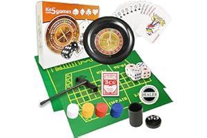 IIDEA Professional Roulette Wheel Set, 10-inch Gambling Wheel, with 100 Chips, 3 Different Game Table Mats, Rake and Ball, Ca
