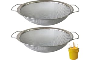 2 Pack YUEBM Stainless Steel Fine Mesh Paint Strainer Fits 5 Gallon Bucket, Filter Impurities and Protect Spray Gun, Easy to Clean and Reusable