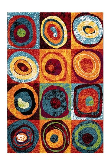 Teppich Bunt Kasten Kreis Muster Design Teppiche Wohnzimmer Rot Orange Gelb Blau