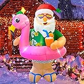 Kofero Christmas Inflatables Outdoor Decorations 6FT Hawaii Santa Claus Cute Blow up Xmas Decoration with Led Lighted Inflatable Yard Décor for Indoor Outside Holiday Party Garden Lawn