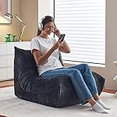 Ayovoch Bean Bag Chairs for Adults, Giant Bean Bag Chair, Memory Foam Beanbag Chair, Bean Bag Sofa for Living Room, Dorms, Apartments, Reading Corner (Black Plush)