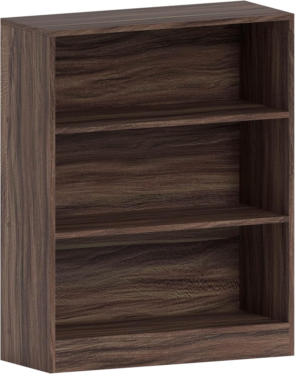 Vida Designs Cambridge 3 Tier Low Bookcase Walnut Wood Shelving Display