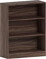 Vida Designs Cambridge 3 Tier Low Bookcase Walnut Wood Shelving Display