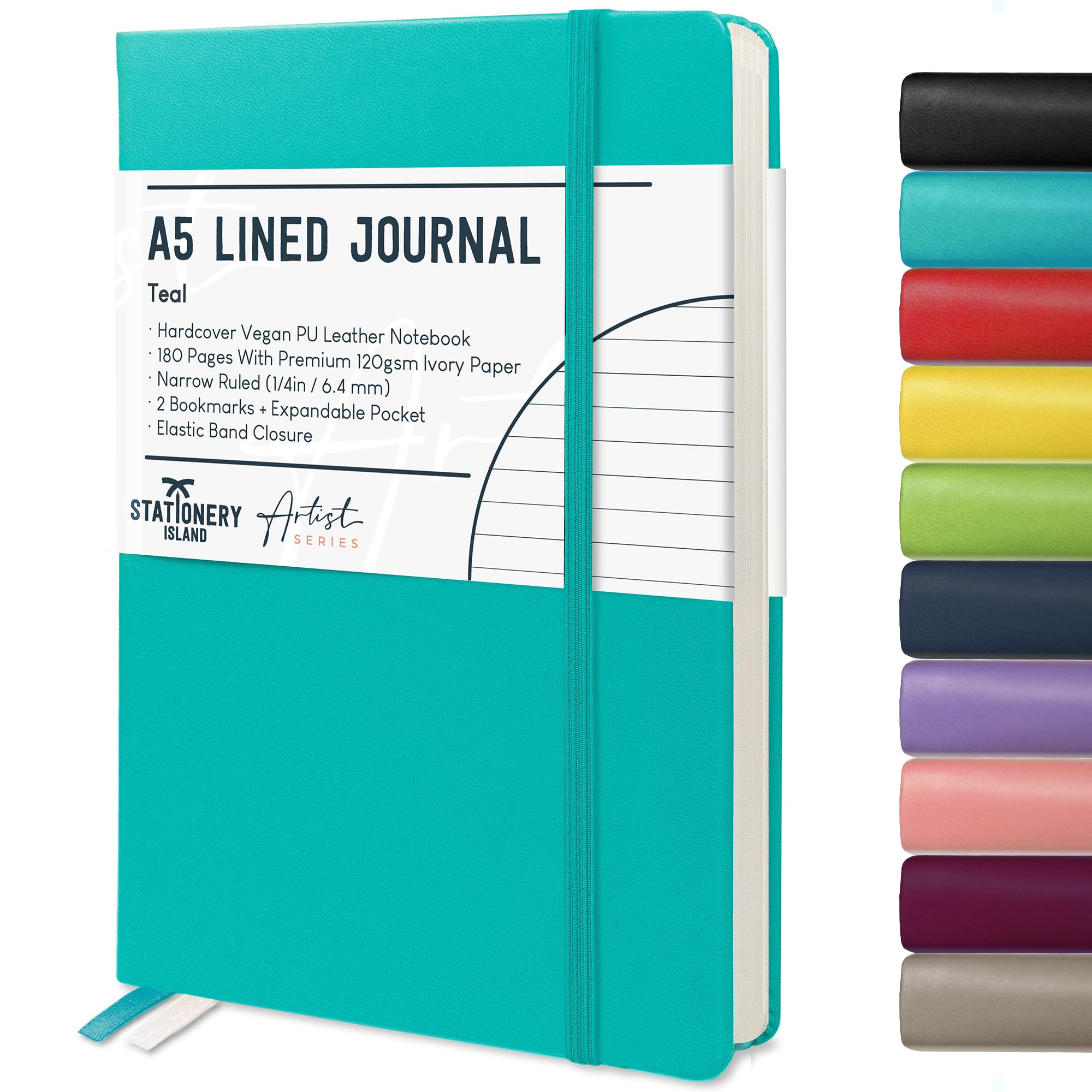 STATIONERY ISLAND A5 Lined Notebook, Journal Lined Hardcover with 120gsm Premium Thick Paper, 180 Pages Hardback Ruled Journal Notebook for Writing, Working, Study, Planning, Diary, Journaling