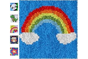 PUZAMEN Latch Hook Rug Kits DIY Crochet Yarn Rugs Hooking Craft Kit with Color Preprinted Pattern Design for Adults Kids