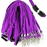 Ollain 25 Pack Breakaway Lanyard with J-Hook Bulk Flat Lanyards for Name tag ID Badges (Purple, Breakaway 25 Pack)