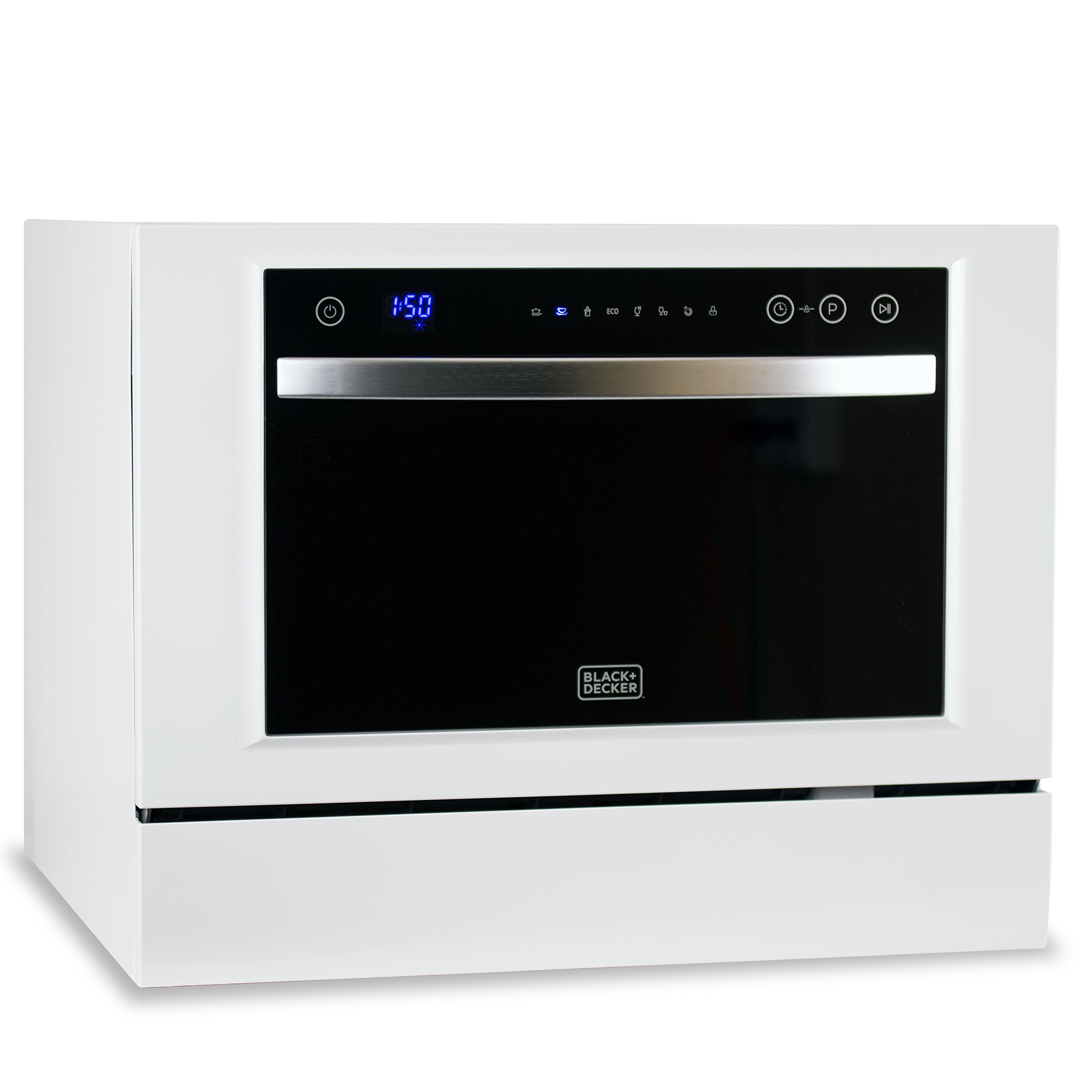 BLACK+DECKER BCD6W Compact Countertop Dishwasher, 6 Place Settings