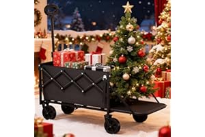 Canpsky Collapsible Wagon with Tailgate, Ultra-Compact & Folding Wagon with 350lbs Capacity, Lightweight Portable Utility Wagon Cart for Shopping Camping Sports Garden (Black)