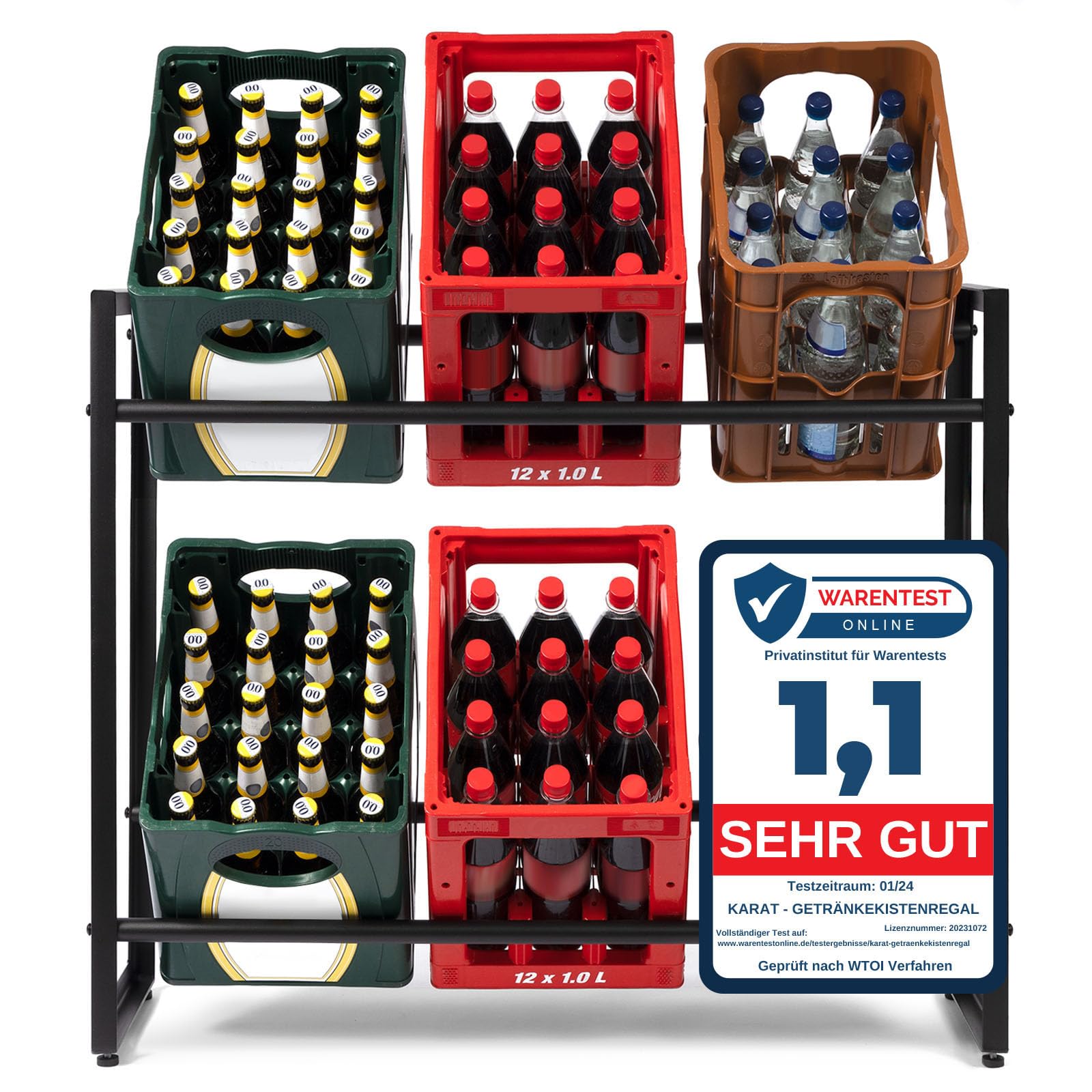 Floordirekt Getränkekistenregal für 4-6 Kisten aus Stahl, stabiles und Robustes Weinregal, Wasserkistenregal, Bierkistenregal, Kistenständer, Getränkeregal (6 Kisten, Kenji) 7