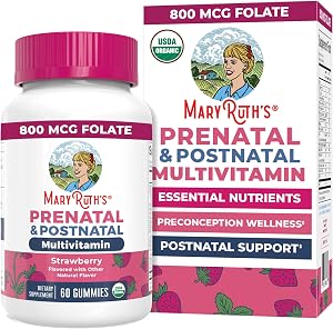 MARYRUTH'S USDA Organic Prenatal & Postnatal Multivitamin Gummies, 60 ct | Prenatal Vitamins for Women, Pregnancy & Postnatal