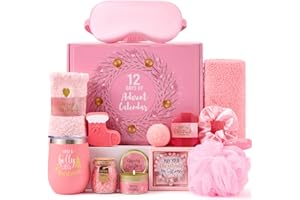 KEDERWA 12 Days Christmas Advent Calendar 2025 for Teen Girls, Pink Chrismtas Countdown Calendar for Adult Women with Holiday Tumbler Spa Relaxing Gifts Fuzzy Socks Christmas Gifts for Wife Sister Girlfriends