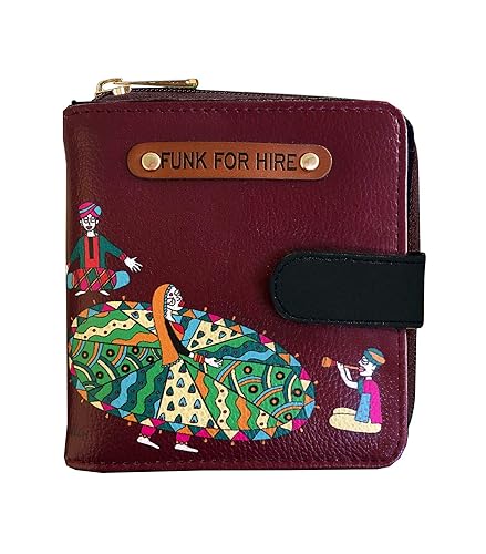 Funk For Hire Women Printed Red Vegan Leather square wallet