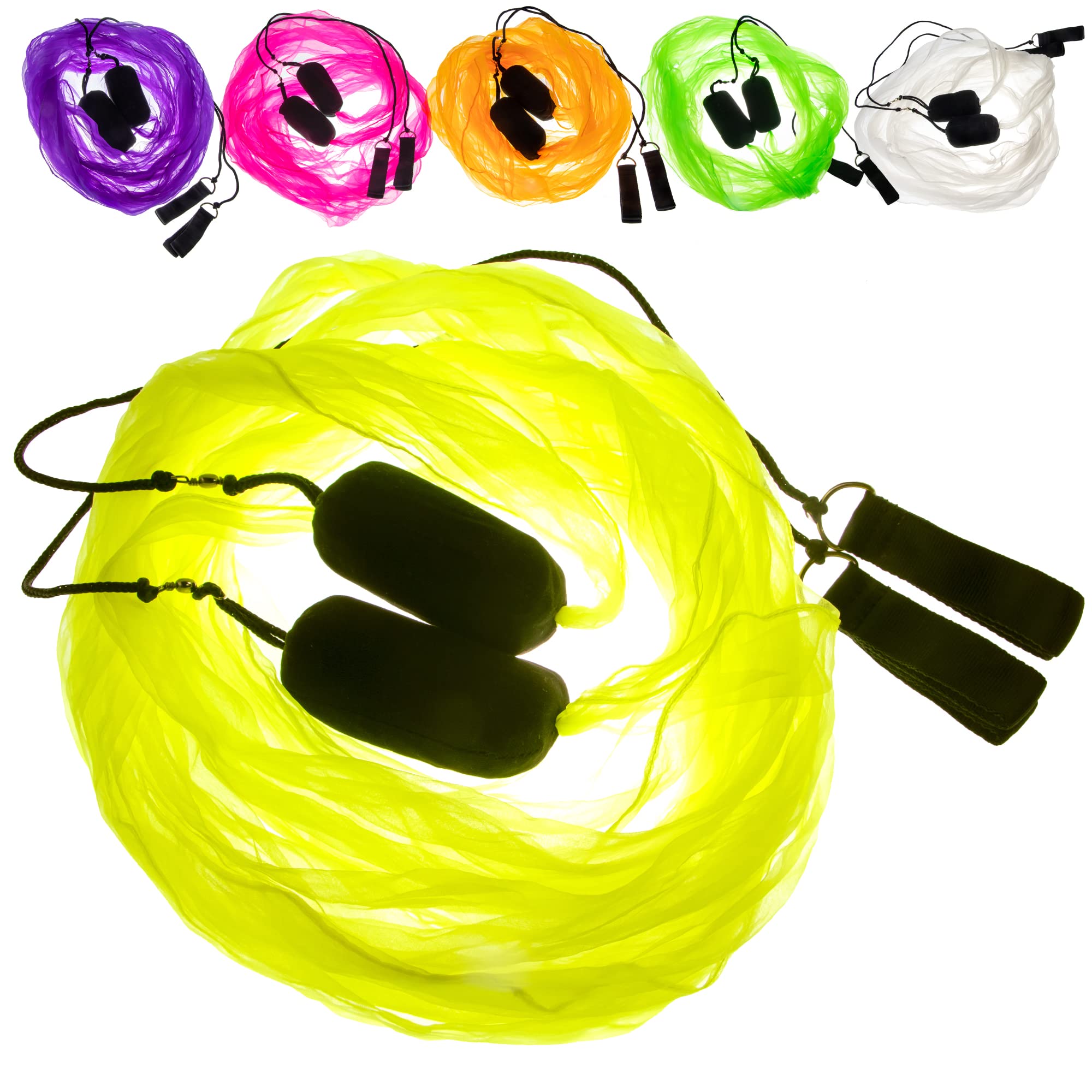 Juggle Dream Scarf Flag POI Set - Practice Juggling Spinning Poi Soft Heads Spiral Pois Exercise Kit with Learning Video - Suitable for Beginners and Professionals (Yellow)
