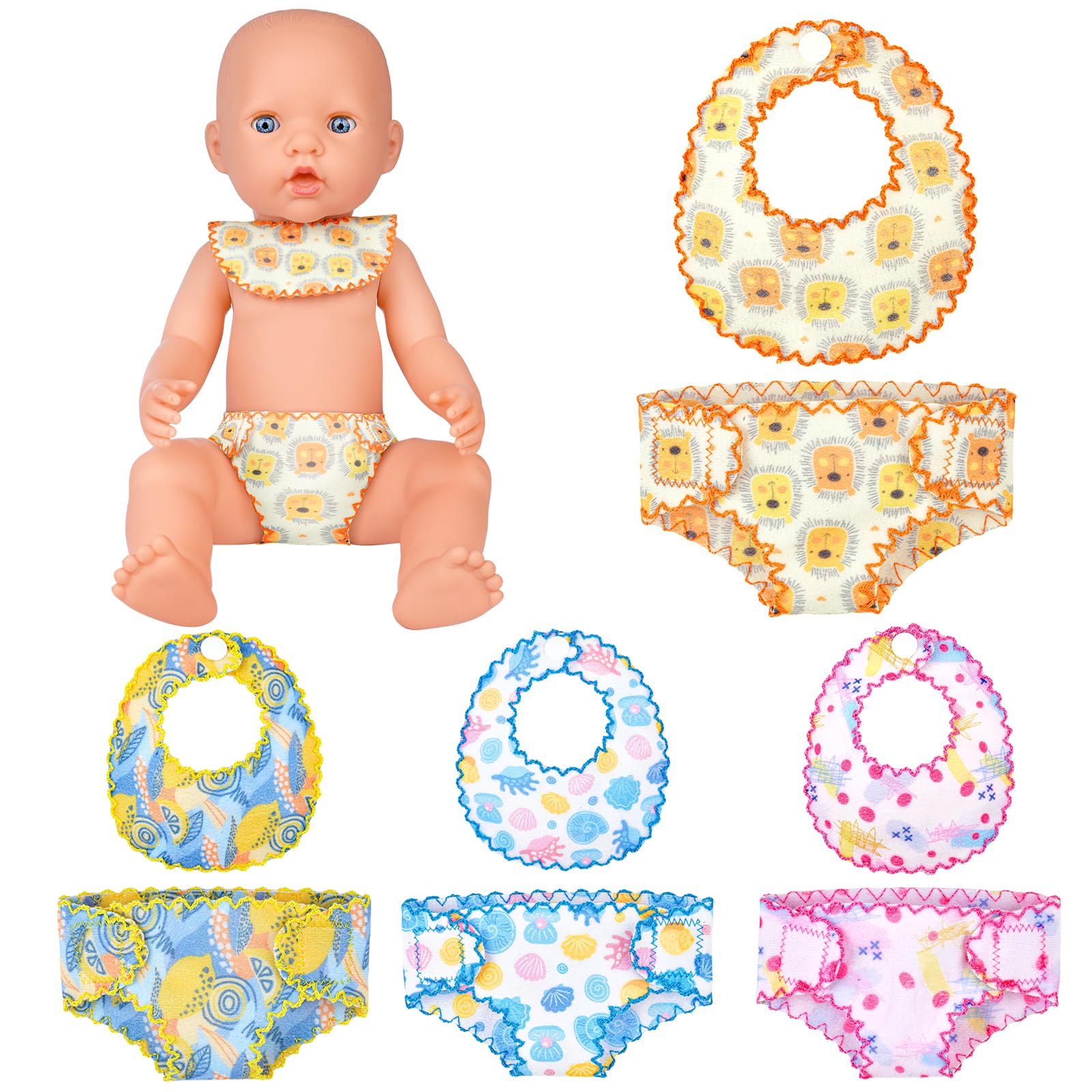 Aolso Doll Accessories Diaper, 4 Set of Doll Accessories, Baby Nappies Bib Set Baby Dolls Feeding Set, Reusable For Multiple Uses — image 1