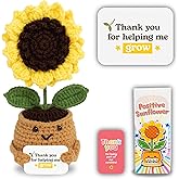 THEGIFTY Emotional Support Crochet Sunflower Doll – Handmade “Thank You for Helping Me Grow” Gift – Teacher, Mentor, Mom, or Grandma Appreciation Crochet Flower in Pot, for Women
