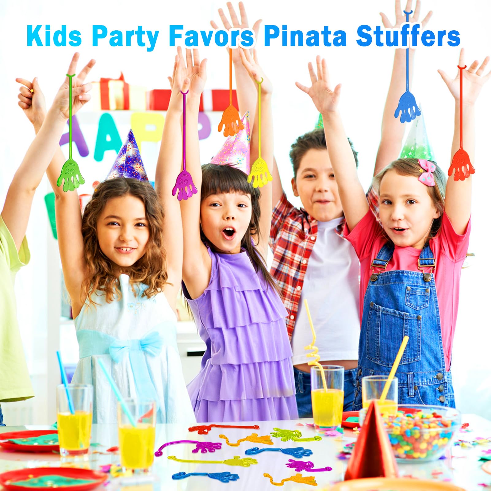 Sticky Hands Bulk 48 PCS Party Favors for Kids 4-8 8-12 Stretchy Sticky Hand Toy Halloween Goodie Bag Stuffers Fillers Treasure Box Toys for Classroom Prizes Students Gifts Birthday Party Supplies