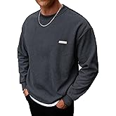 VOGSTART Mens Corduroy Fleece Lined Sweatshirts Thermal Loose fit Casual Long Sleeve Pullover Shirt (S-XXL)