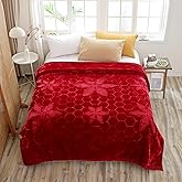 Hiyoko 11.5lbs Heavy 2Ply Embossed Blanket Reversible - Thick Warm Korean Mink No-Lints, Valentine’s San Marcos Fleece Blanket, Mexican Blankets for Adults 85" x 95" Burgundy/Lavender