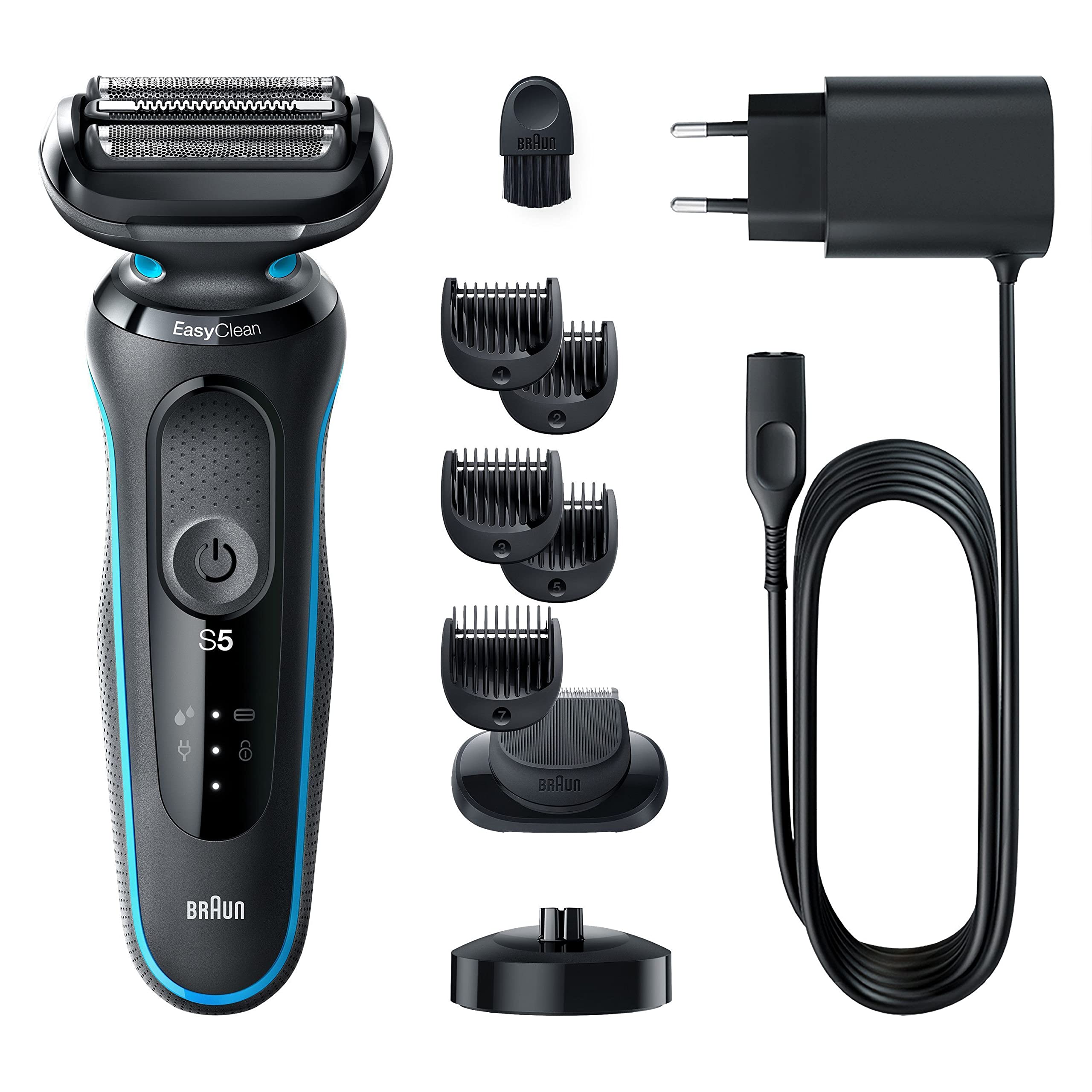 Braun Series 5 Rasierer Herren Elektrisch, Elektrorasierer mit EasyClick Barttrimmer Aufsatz, Ladestation, EasyClean Rasierapparat, Trockenrasierer, Wasserdicht, Made in Germany, 51-M4500cs, Mintgrün 5