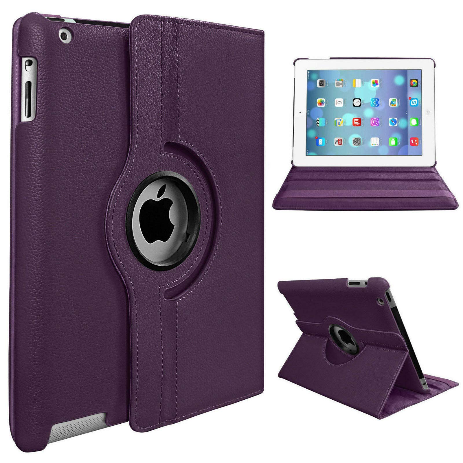 PROTech For Apple iPad Air (1st Generation) 2013 A1474 A1475 A1476 360 RotateStand Case with Automatic Wake/Sleep (Purple)