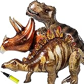 Nbguigdstr 3 Pcs 52" Inflatable Dinosaur Balloon-Dinosaur Party Decorations Birthday Party Supplies-Tyrannosaurus&Triceratops&Stegosaurus-Party Favors,Halloween,Christmas Gift for Kids and Adults