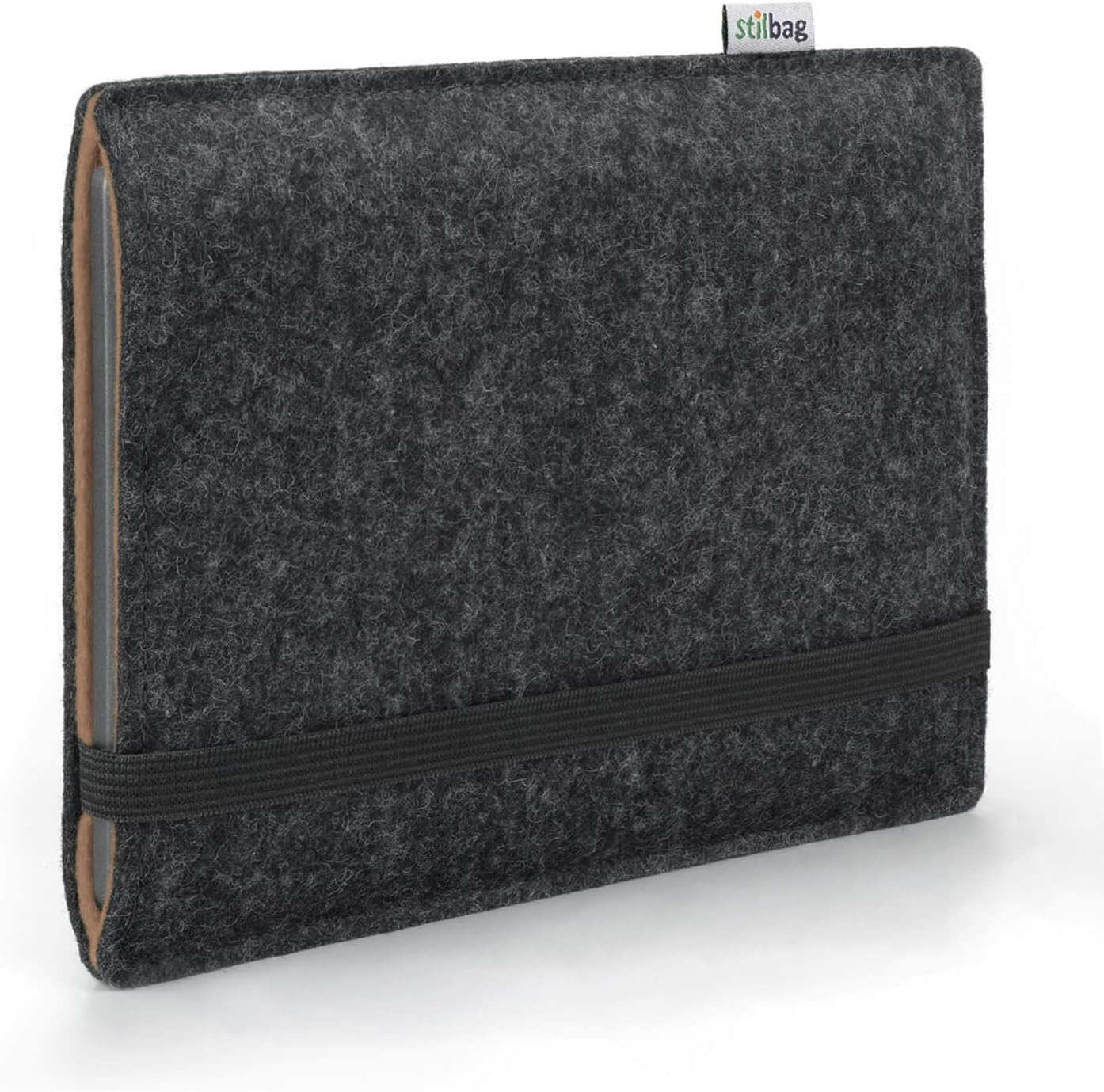 Stilbag e-Reader sleeve FINN for ArtaTech InkBook Lumos | Wool felt anthracite - brown | Protective cover Made in Germany