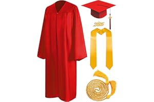 Mukum Graduation Cap and Gown 2025 Set with Tassel Honor Cord Graduation Stoles for High School College Bachelor