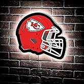 Team Sports America Evergreen NFL Kansas City Chiefs Ultra-Thin LED Light Wall Sign Decor | Full Size Replica Helmet | 19.5 x 15 Inches | Made in the USA